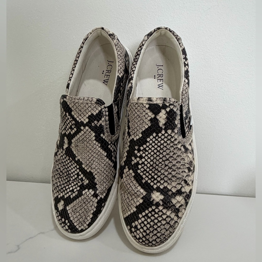 J.CREW Size 8.5 Factory Road Trip Snakeskin Slip-On Shoes Sneakers - Picture 10 of 10